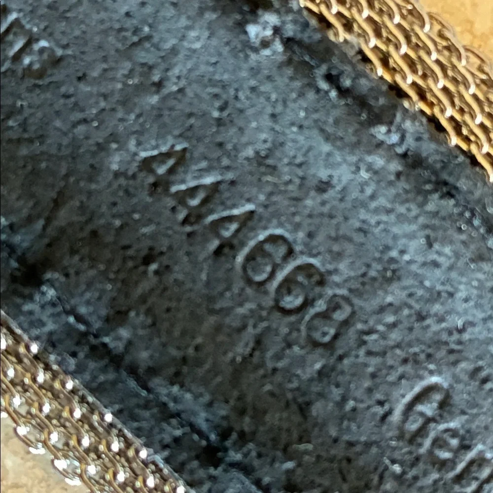 CALVIN KLEIN Belt, Black Leather with Silver mesh edging, monogram buckle. M EUC